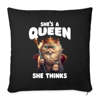 Shes A Queen Queen Cat Lover - Sofakissenbezug 45 x 45 cm - Schwarz - Vorne