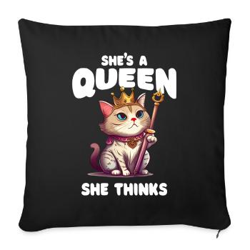 Funny Cat Saying Crazy Cat Lady - Sofa pillowcase 17,3'' x 17,3'' (45 x 45 cm) - black - Front