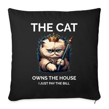 Fier propriétaire de chat - Housse de coussin décorative 45 x 45 cm - noir - Devant