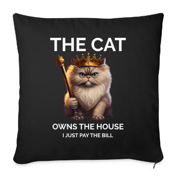 The Cat Owns The House Persian Cat Queen - Sofa pillowcase 17,3'' x 17,3'' (45 x 45 cm) - black - Front