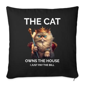 The Cat Owns The House Queen Cat Lover - Sofa pillowcase 17,3'' x 17,3'' (45 x 45 cm) - black - Front