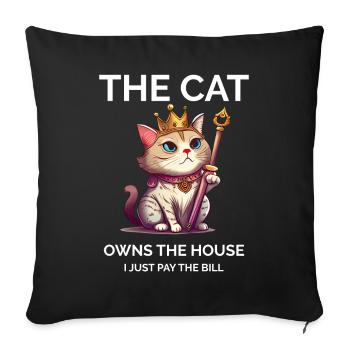 The Cat Owns The House Royal Cat Kawaii Kitten - Sofa pillowcase 17,3'' x 17,3'' (45 x 45 cm) - black - Front