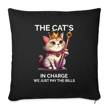 The Cats in Charge Royal Cat Kawaii Kitten - Sofa pillowcase 17,3'' x 17,3'' (45 x 45 cm) - black - Front