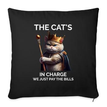 The Cats in Charge Royal Cat - Sofa pillowcase 17,3'' x 17,3'' (45 x 45 cm) - black - Front