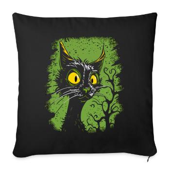 Chat de dessin animé vintage surpris - Housse de coussin décorative 45 x 45 cm - noir - Devant