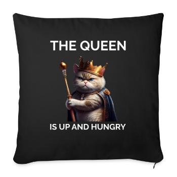 The Queen is Hungry Royal Cat - Sofa pillowcase 17,3'' x 17,3'' (45 x 45 cm) - black - Front