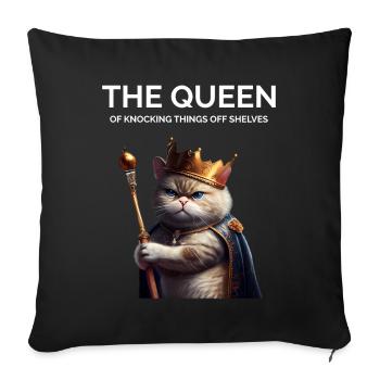 The Queen Nocking Things Royal Cat - Sofa pillowcase 17,3'' x 17,3'' (45 x 45 cm) - black - Front