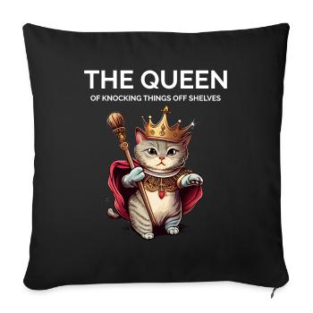 The Queen Nocking Things Royal Kawaii Kitten Cat - Sofa pillowcase 17,3'' x 17,3'' (45 x 45 cm) - black - Front