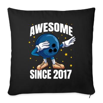 Awesome Since 2017 - 6th Bowling Birthday - Sofa pillowcase 17,3'' x 17,3'' (45 x 45 cm) - black - Front