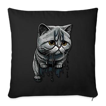 Colored drops and cute cat - Sofa pillowcase 17,3'' x 17,3'' (45 x 45 cm) - black - Front