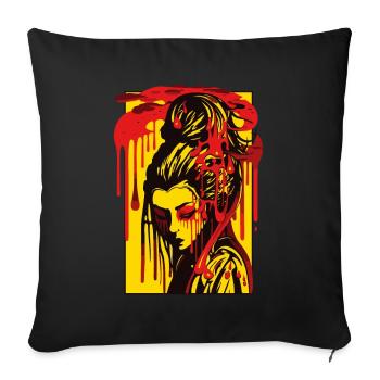Colored drops and Japanese geisha girl - Sofa pillowcase 17,3'' x 17,3'' (45 x 45 cm) - black - Front