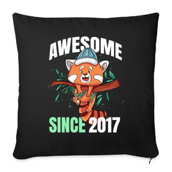 Awesome Since 2017 - 6th Red Panda Birthday - Sofa pillowcase 17,3'' x 17,3'' (45 x 45 cm) - black - Front