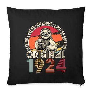 1924 Birthday vintage vintage sloth gift - Sofa pillowcase 17,3'' x 17,3'' (45 x 45 cm) - black - Front
