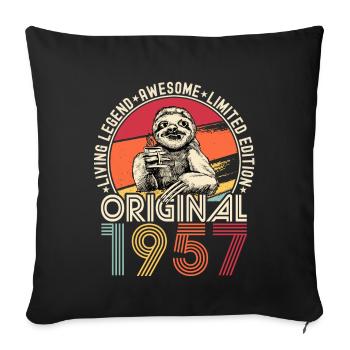 1957 Birthday vintage vintage sloth gift - Sofa pillowcase 17,3'' x 17,3'' (45 x 45 cm) - black - Front