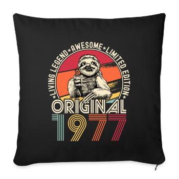 1977 Birthday vintage vintage sloth gift - Sofa pillowcase 17,3'' x 17,3'' (45 x 45 cm) - black - Front
