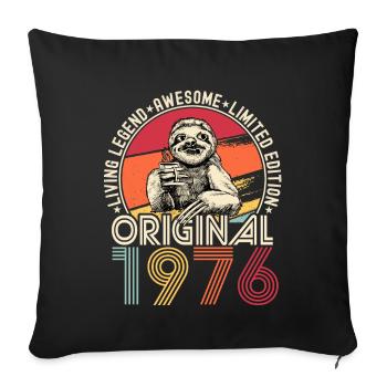1976 Birthday vintage vintage sloth gift - Sofa pillowcase 17,3'' x 17,3'' (45 x 45 cm) - black - Front