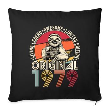 1979 Birthday vintage vintage sloth gift - Sofa pillowcase 17,3'' x 17,3'' (45 x 45 cm) - black - Front