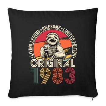 1983 Birthday vintage vintage sloth gift - Sofa pillowcase 17,3'' x 17,3'' (45 x 45 cm) - black - Front