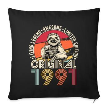 1991 Birthday vintage vintage sloth gift - Sofa pillowcase 17,3'' x 17,3'' (45 x 45 cm) - black - Front