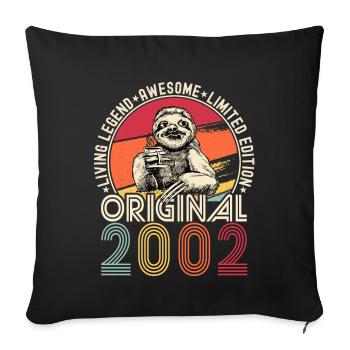 2002 Birthday vintage vintage sloth gift - Sofa pillowcase 17,3'' x 17,3'' (45 x 45 cm) - black - Front