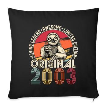 2003 Birthday vintage vintage sloth gift - Sofa pillowcase 17,3'' x 17,3'' (45 x 45 cm) - black - Front