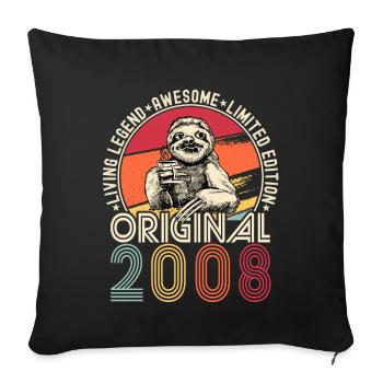 2008 Birthday vintage vintage sloth gift - Sofa pillowcase 17,3'' x 17,3'' (45 x 45 cm) - black - Front