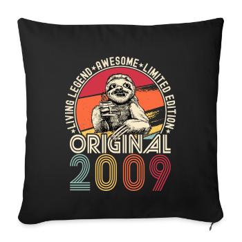 2009 Anniversaire vintage vintage paresseux cadeau - Housse de coussin décorative 45 x 45 cm - noir - Devant