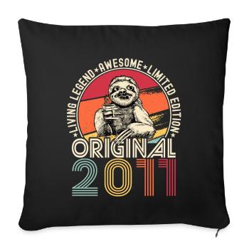2011 Anniversaire vintage vintage paresseux cadeau - Housse de coussin décorative 45 x 45 cm - noir - Devant