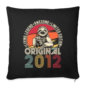 2012 Birthday vintage vintage sloth gift - Sofa pillowcase 17,3'' x 17,3'' (45 x 45 cm) - black - Front