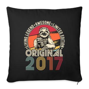 2017 Birthday vintage vintage sloth gift - Sofa pillowcase 17,3'' x 17,3'' (45 x 45 cm) - black - Front