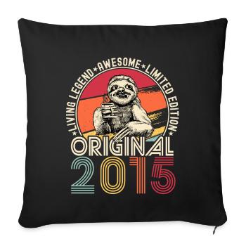 2015 Anniversaire vintage vintage paresseux cadeau - Housse de coussin décorative 45 x 45 cm - noir - Devant