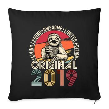 2019 Birthday vintage vintage sloth gift - Sofa pillowcase 17,3'' x 17,3'' (45 x 45 cm) - black - Front