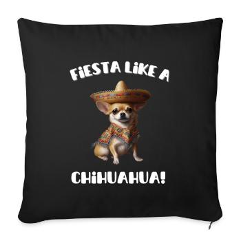 Chihuahua portant un sombrero Fiesta dicton - Housse de coussin décorative 45 x 45 cm - noir - Devant