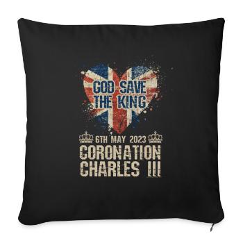 British King Coronation Charles England Flag - Sofa pillowcase 17,3'' x 17,3'' (45 x 45 cm) - black - Front