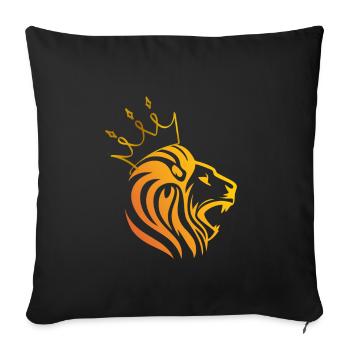 Lion d’or avec Crown Alpha Animal King Stark Cool - Housse de coussin décorative 45 x 45 cm - noir - Devant
