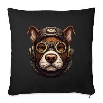 Steampunk Pitbull Dog Lover Gift Steampunk - Sofa pillowcase 17,3'' x 17,3'' (45 x 45 cm) - black - Front