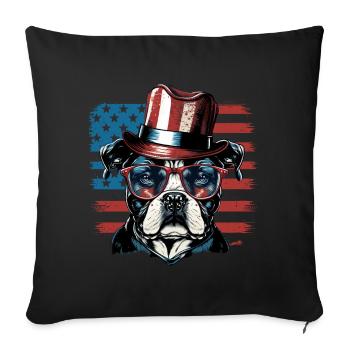 Chien patriotique Drapeau américain Patriote - Housse de coussin décorative 45 x 45 cm - noir - Devant