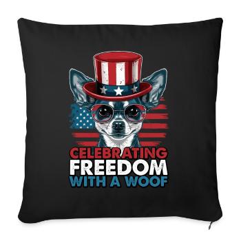 Chihuahua célèbre la liberté avec un woof - Housse de coussin décorative 45 x 45 cm - noir - Devant