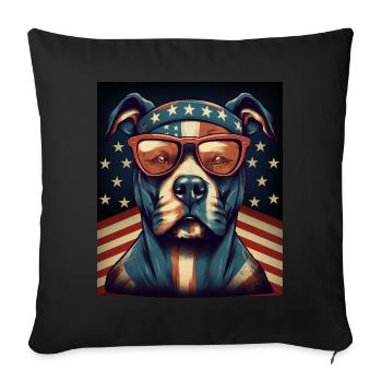 Patriote Pitbull Drapeau américain Pitbull Patriotique - Housse de coussin décorative 45 x 45 cm - noir - Devant