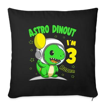 3 ans Birthday Boy Astro Dinout - 3ème B-Day - Housse de coussin décorative 45 x 45 cm - noir - Devant