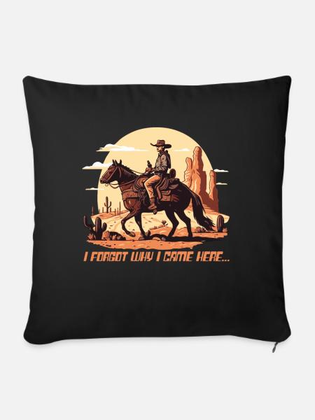 outdoor Cowboy Western Pferde reiten - Sofakissenbezug 45 x 45 cm - Schwarz