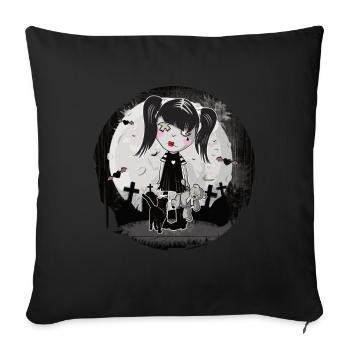 Gothique Emo Fille Cadeau Halloween - Housse de coussin décorative 45 x 45 cm - noir - Devant