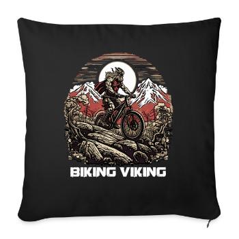 Le Viking cycliste aime le VTT - Housse de coussin décorative 45 x 45 cm - noir - Devant