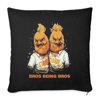 Bros unter sich: Die Hühner Brüder - Sofakissenbezug 45 x 45 cm - Schwarz - Vorne