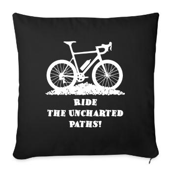 Unknown Paths – Gravel Bike - Sofa pillowcase 17,3'' x 17,3'' (45 x 45 cm) - black - Front