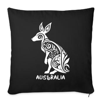 Symbole tribal – Kangourou d’Australie - Housse de coussin décorative 45 x 45 cm - noir - Devant
