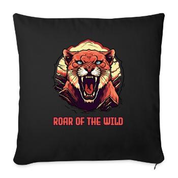 Roar of the wilderness and the wild mountain lion - Sofa pillowcase 17,3'' x 17,3'' (45 x 45 cm) - black - Front