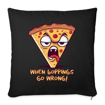 Quand les garnitures tournent mal: tranche de pizza dégoûtante - Housse de coussin décorative 45 x 45 cm - noir - Devant