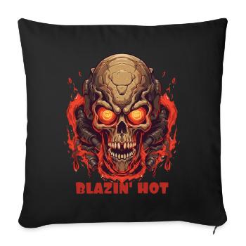 Flaming Hot Fire Skull Skull - Sofa pillowcase 17,3'' x 17,3'' (45 x 45 cm) - black - Front