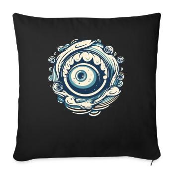 Aqua-Wellen-Auge - Sofakissenbezug 45 x 45 cm - Schwarz - Vorne